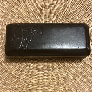 Vintage Versace Black Medusa Logo Embossed Eyewear Case
